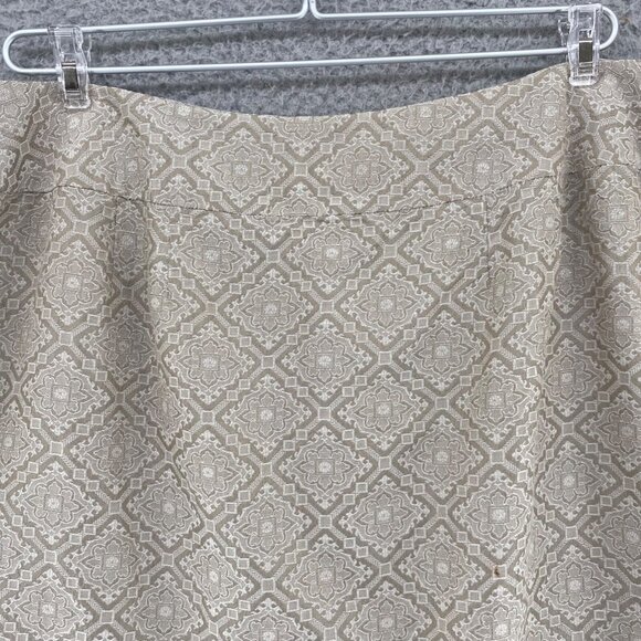 LOFT Skirt Womens 12 Ivory Jacquard Pattern Silk Blend A Line Knee Length Pleat - Picture 4 of 9